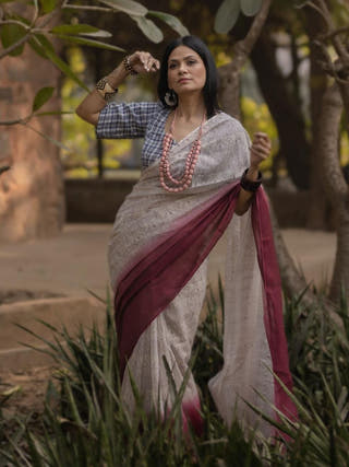 Lotus Burgundy Saree