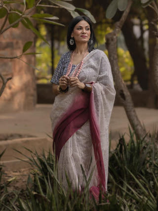 Lotus Burgundy Saree