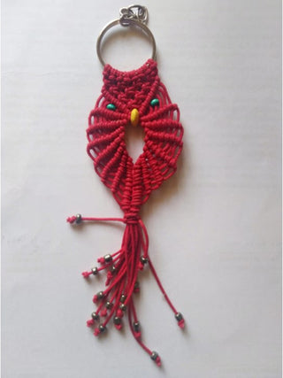 Macrame Owl Keychain Bagtag Maroon Forest Post