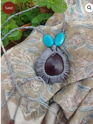 Macrame Seabean Necklace Grey Forest Post