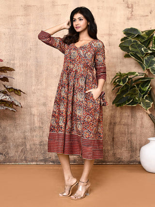 Angela Red Kalamkari Kurti for women Expressions By UV