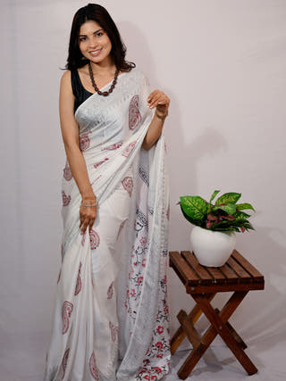Red Paisley Modal Silk Saree