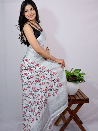 Red Paisley Modal Silk Saree
