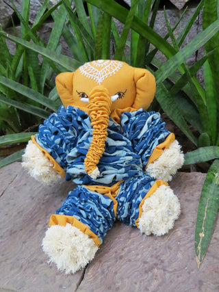 Elephant Soft Toy Indigo And Orange Moral Fibre