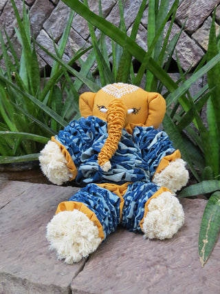 Elephant Soft Toy Indigo And Orange Moral Fibre