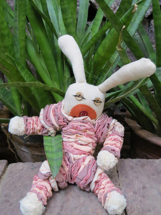 Bunny Rabit Soft Toy Cream And Peach Moral Fibre