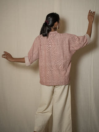 Kimono Shirt With Striped Details | Red