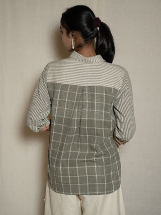 Wabi Sabi Grey Shirt With Multiple Textures & Weave