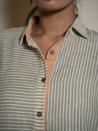 Wabi Sabi Grey Shirt With Multiple Textures & Weave