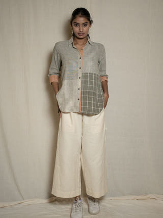 Wabi Sabi Grey Shirt With Multiple Textures & Weave