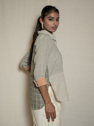 Wabi Sabi Grey Shirt With Multiple Textures & Weave