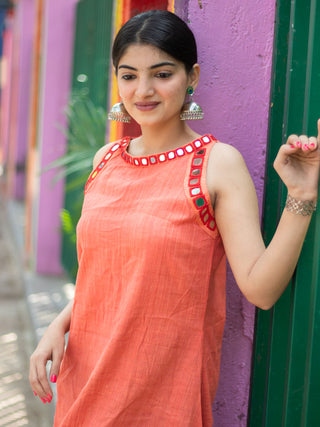 Sachi Khadi Long Orange Tunic Agati