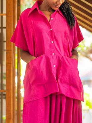 Aastey Mul Dhoti Pink - Handloom Cotton Kurta for women in Pink color