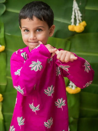Lotus Bloom Purple Ethnic Wear Boys