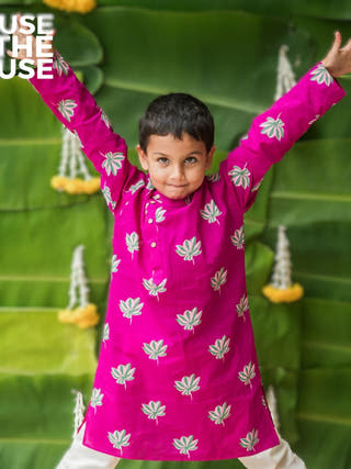 Lotus Bloom Purple Ethnic Wear Boys