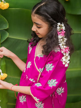 Lotus Bloom Purple Ethnic Wear Girls