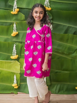 Lotus Bloom Purple Ethnic Wear Girls