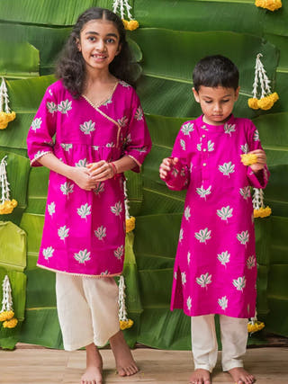 Lotus Bloom Purple Ethnic Wear Girls