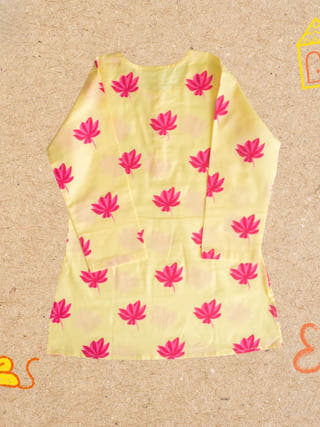 Lotus Bloom Yellow Girls Ethnic Wear