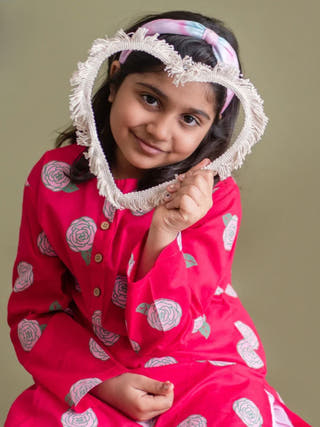 Blooming Red Ethnic Wear Girls