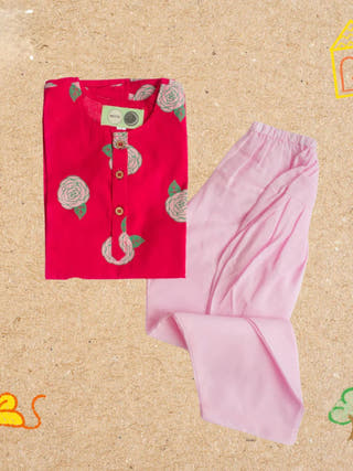 Blooming Red Ethnic Wear Girls