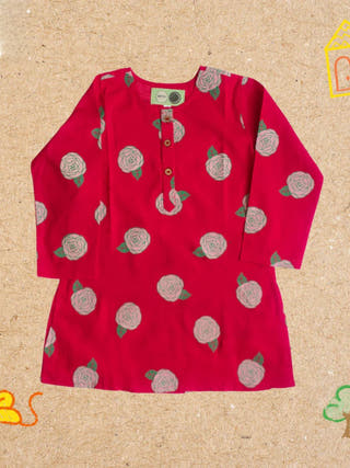 Blooming Red Ethnic Wear Girls