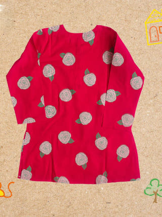 Blooming Red Ethnic Wear Girls