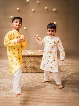 Lane of Dreams Yellow Ethnic Wear Boys