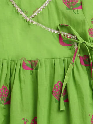 A Graceful Peacock Green Ethnic Wear Kurta for Girls