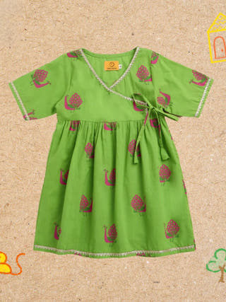 A Graceful Peacock Green Ethnic Wear Kurta for Girls