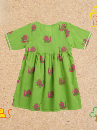 A Graceful Peacock Green Ethnic Wear Kurta for Girls