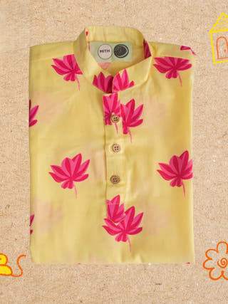 Lotus Bloom Yellow Ethnic Wear Boys