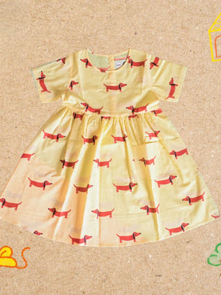 A Dog's Life Yellow Cotton Dress