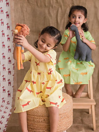 A Dog's Life Yellow Cotton Dress