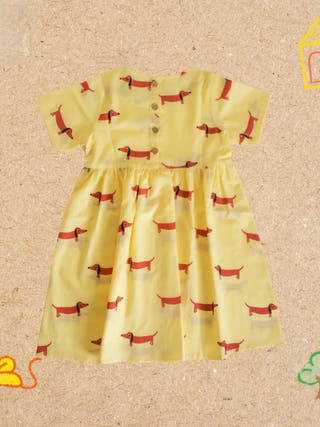 A Dog's Life Yellow Cotton Dress
