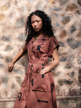 Copper Triangle Printed Harajuku Trench