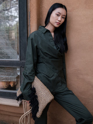 Deep Green Seattle Wrap Shirt