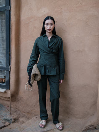 Deep Green Seattle Wrap Shirt