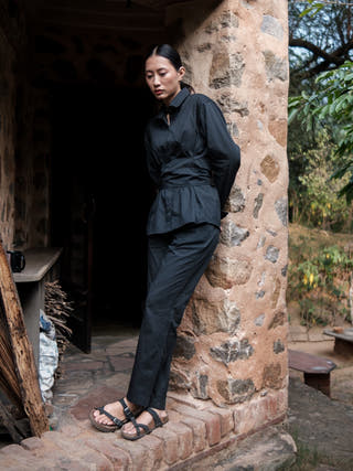 Black Nara Front Knot Shirt