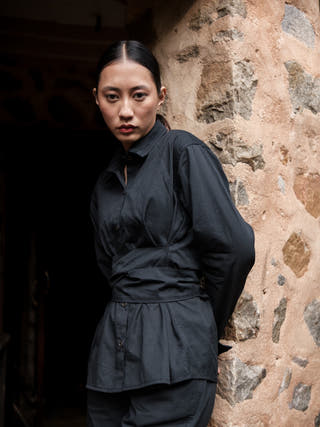 Black Nara Front Knot Shirt