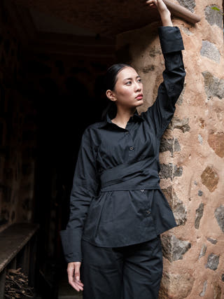 Black Nara Front Knot Shirt