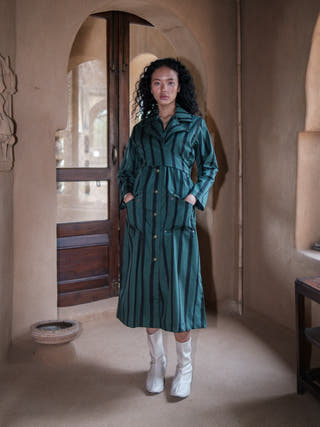 Deep Green Stripes Copenhagen Trench