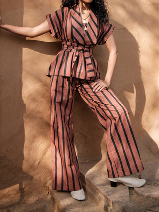 Copper Stripes Friday Flared Pants The Terra Tribe