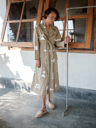 Khaki Triangle Printed Copenhagen Trench