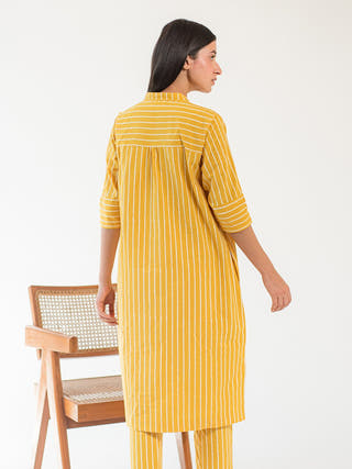 Yellow Stripe Shirt Dress