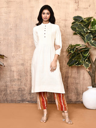 Handloom Cotton Luna Kurta Set Off-White Expressions By UV