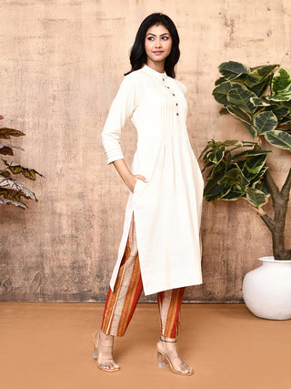 Handloom Cotton Luna Kurta Set Off-White Expressions By UV