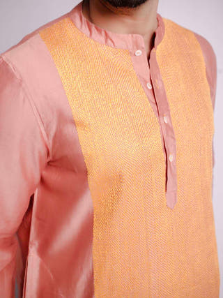 Peach Kurta Bihart Peach & Yellow