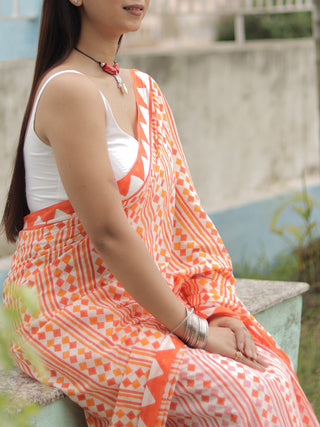 Rang Mul Cotton Saree Orange Mogasu