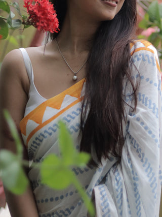 Rosa Mul Cotton Saree Orange Mogasu